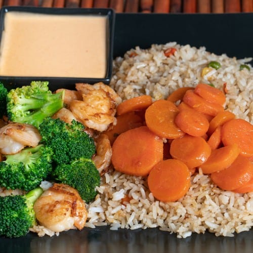 Kids Hibachi Shrimp with Broccoli.
